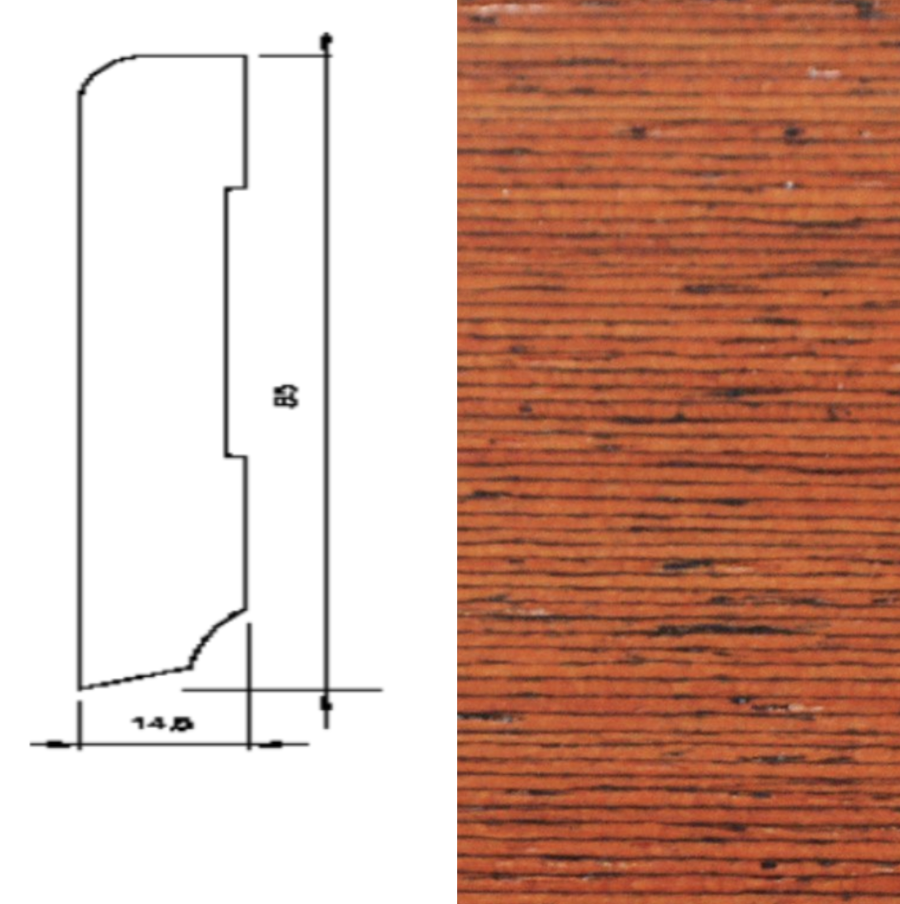 Drewniana listwa przypodłogowa lakierowana 60/16 (240 cm x 6 cm x 1,5 cm) Merbau