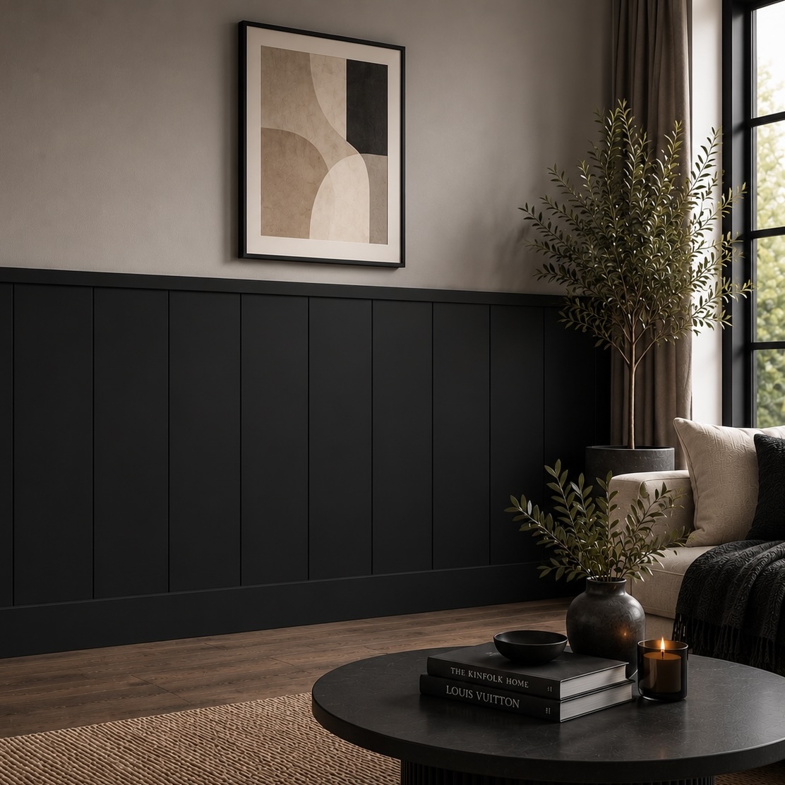 Boazeria ścienna LOFT do malowania - długość 200 cm, wysokość 114,5 cm + Farba czarny RAL9004