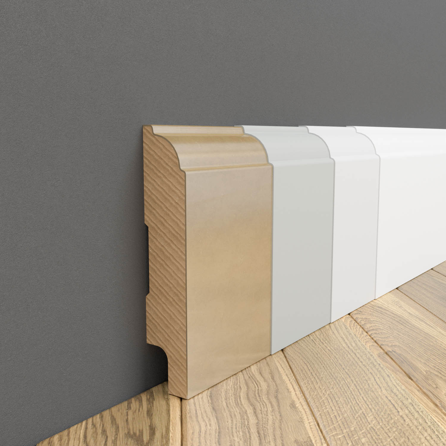 PRÓBKA 20 CM - Listwa przypodłogowa MDF lakierowana biała z wodoodporną powłoką ELVIA 8cm