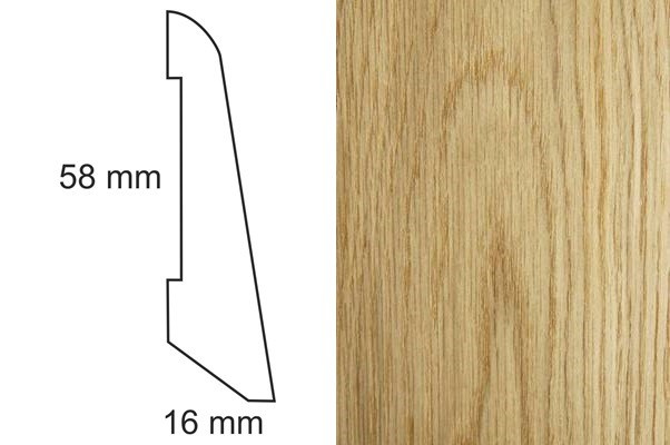 Listwa przypodłogowa fornirowana lakierowana LS58 (240 cm x 5,8 cm x 1,6 cm) dąb
