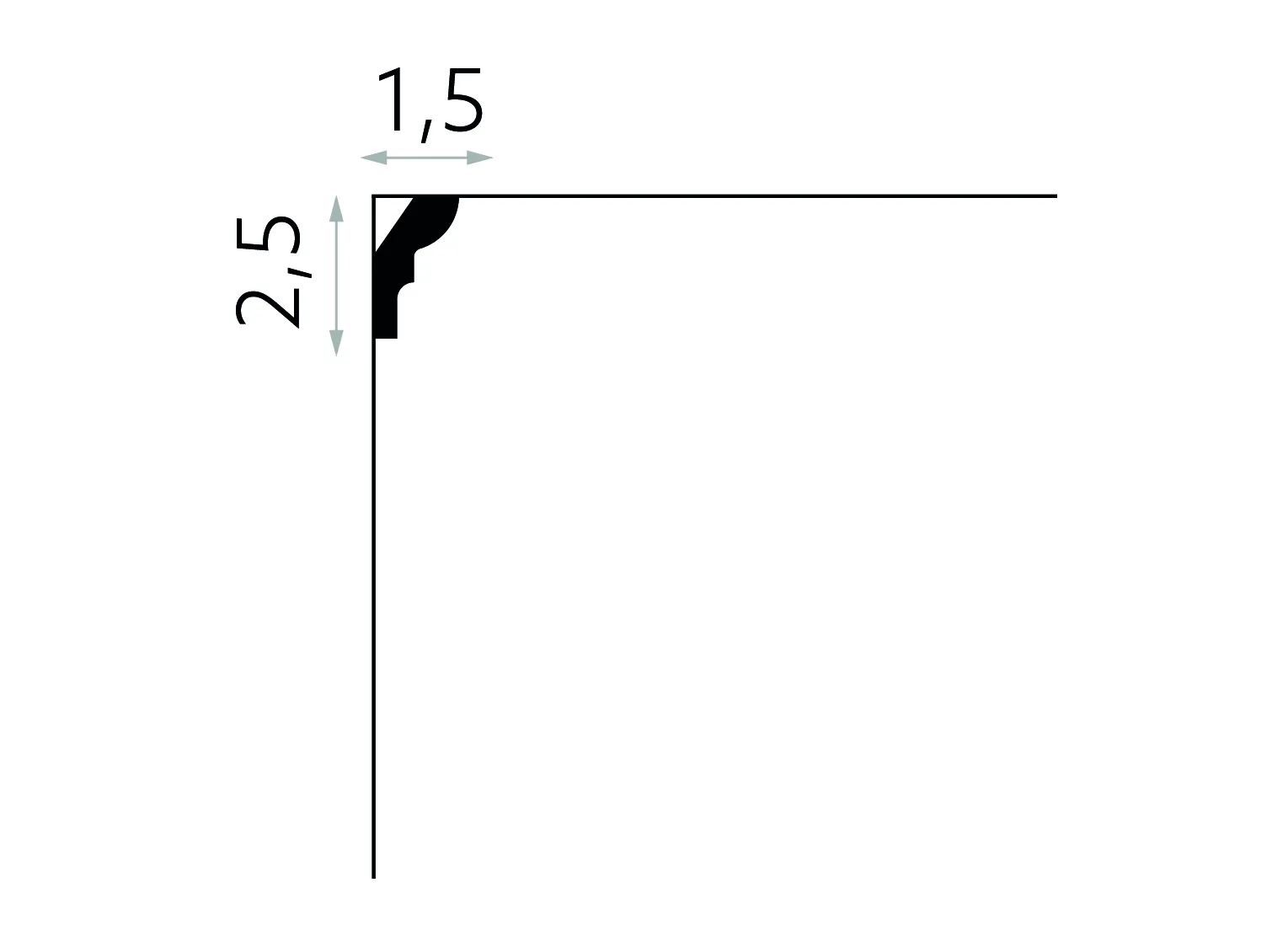 Listwa przysufitowa styropianowa MDB180, kolor biały, wymiary 200 x 1.5 x 2.5 cm, z ProFoam