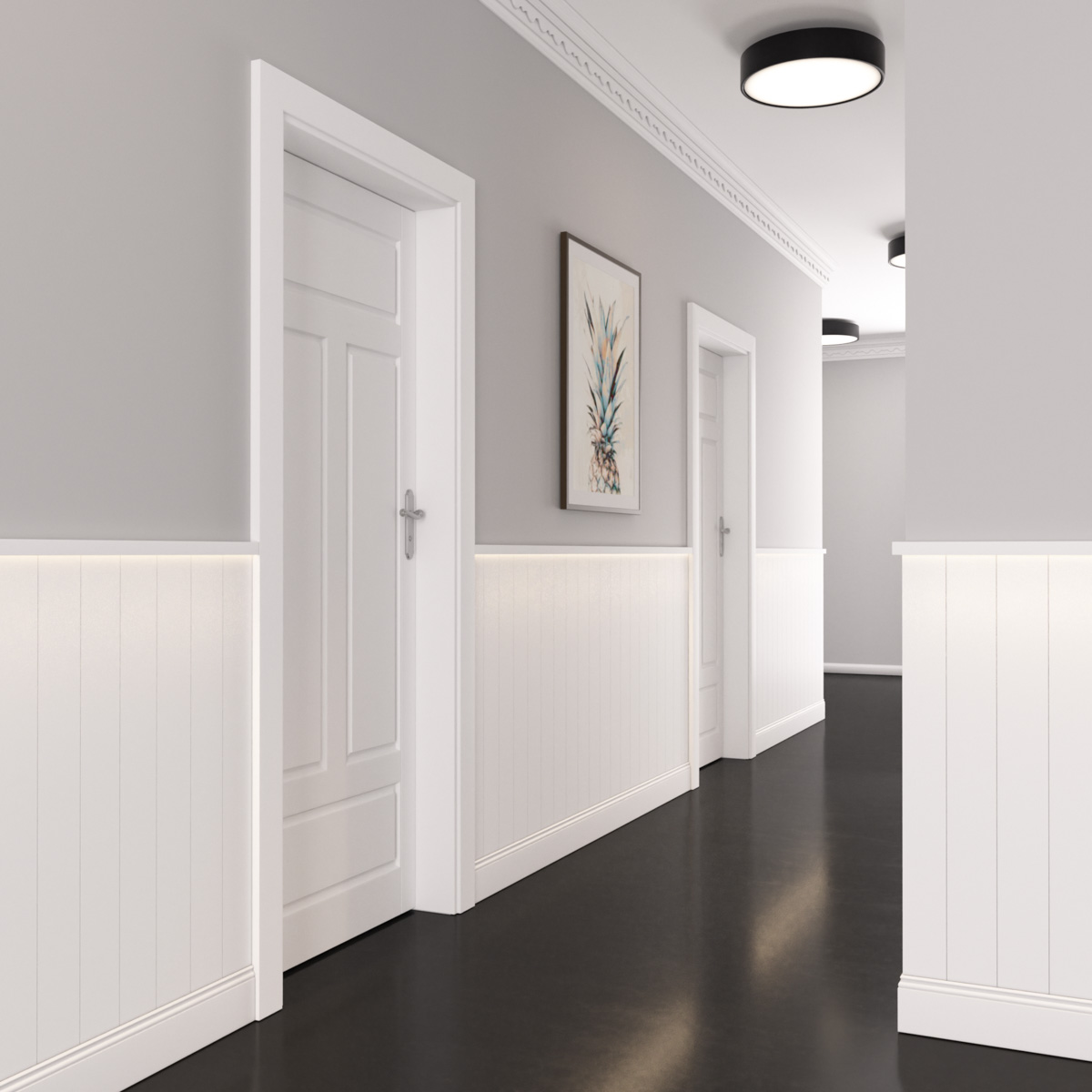 Boazeria ścienna MDF - długość 200 cm / wysokość 114 cm (zestaw Plano LED / Elegant / Estilo)