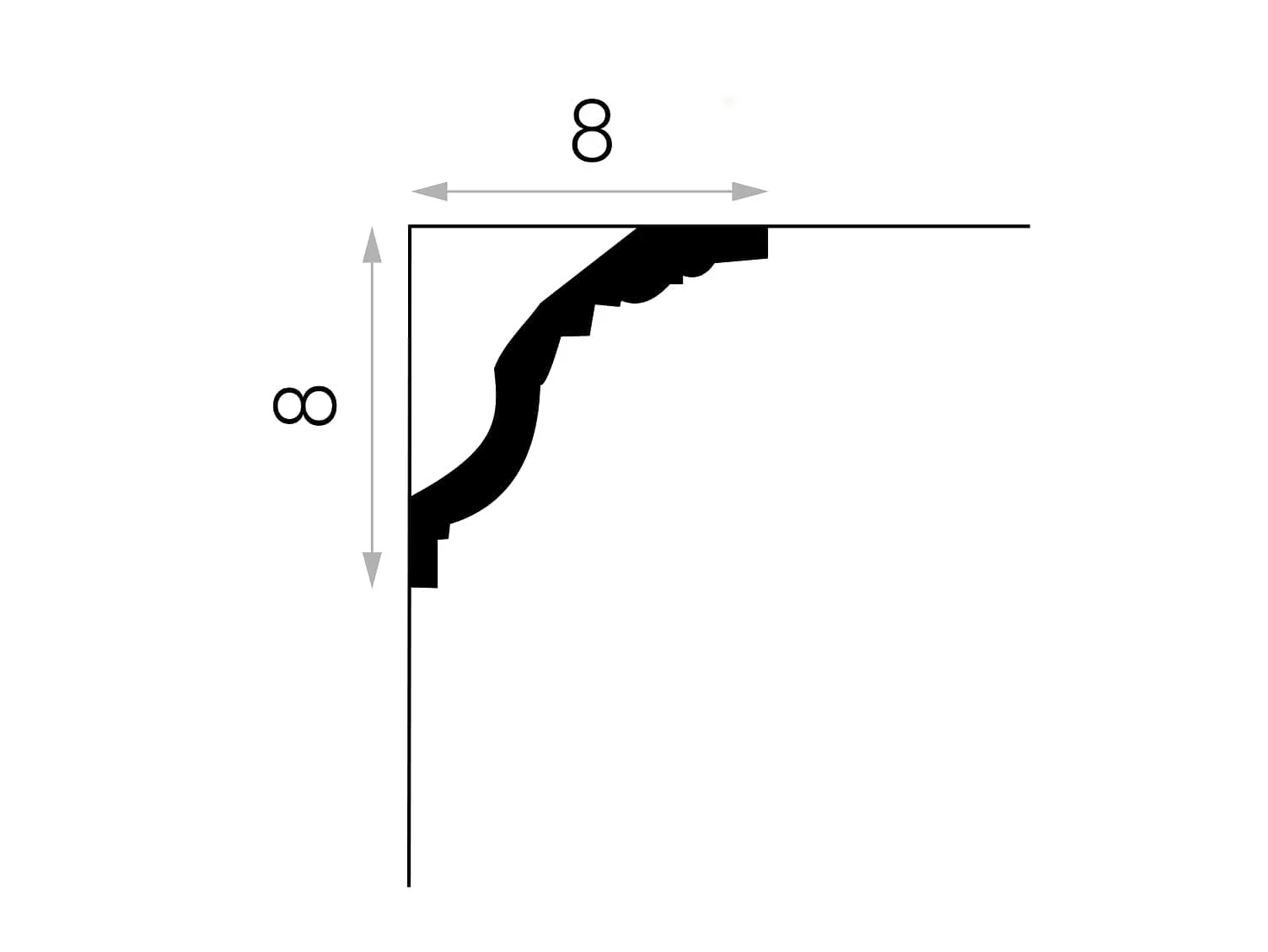 Listwa przysufitowa biała MDB102 wym. 200 x 8 x 8 cm, z ProFoam