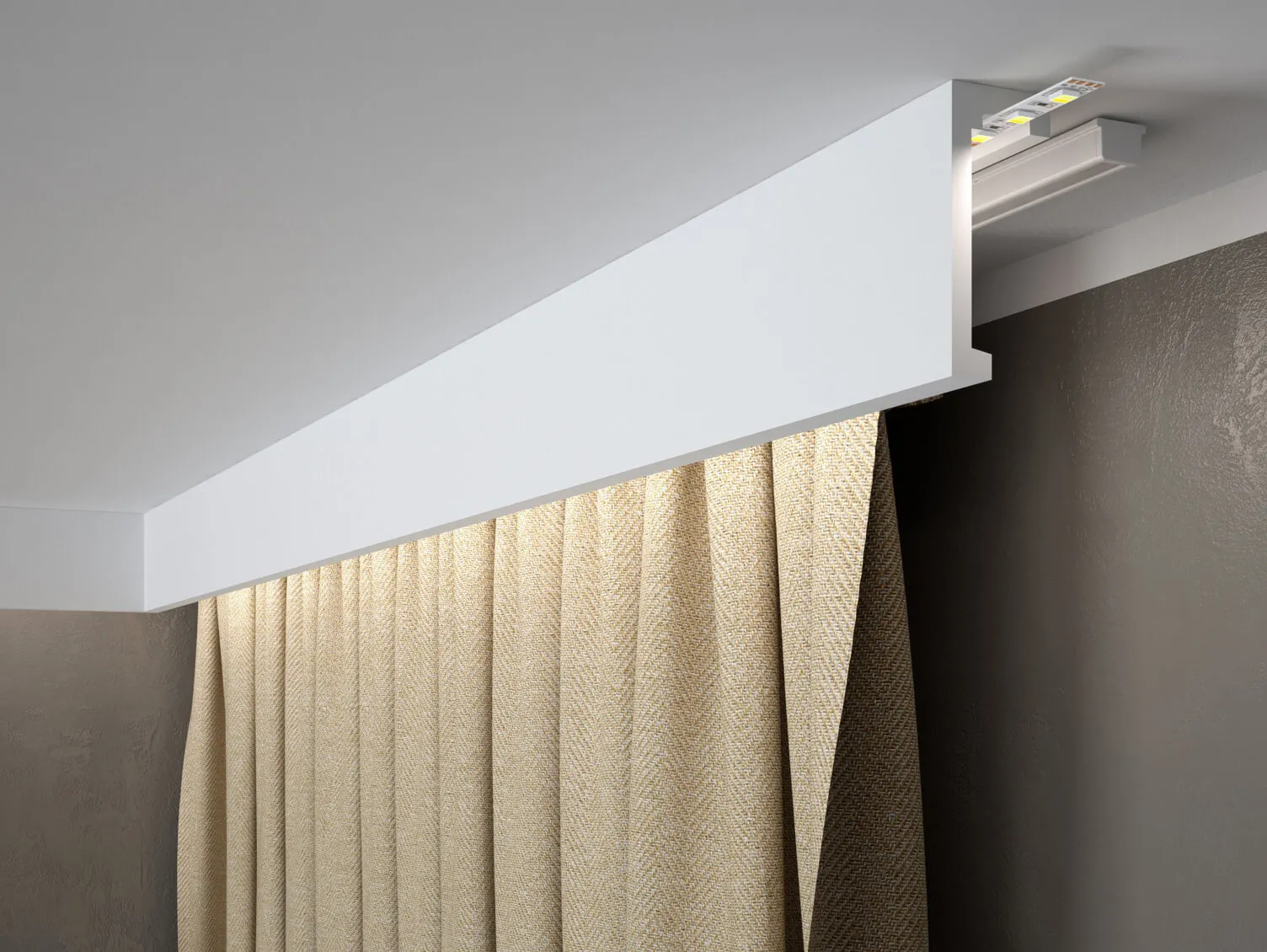 Maskownica karnisza biała QL026 wym. 240 x 4.1 x 10 cm, z PolyForce