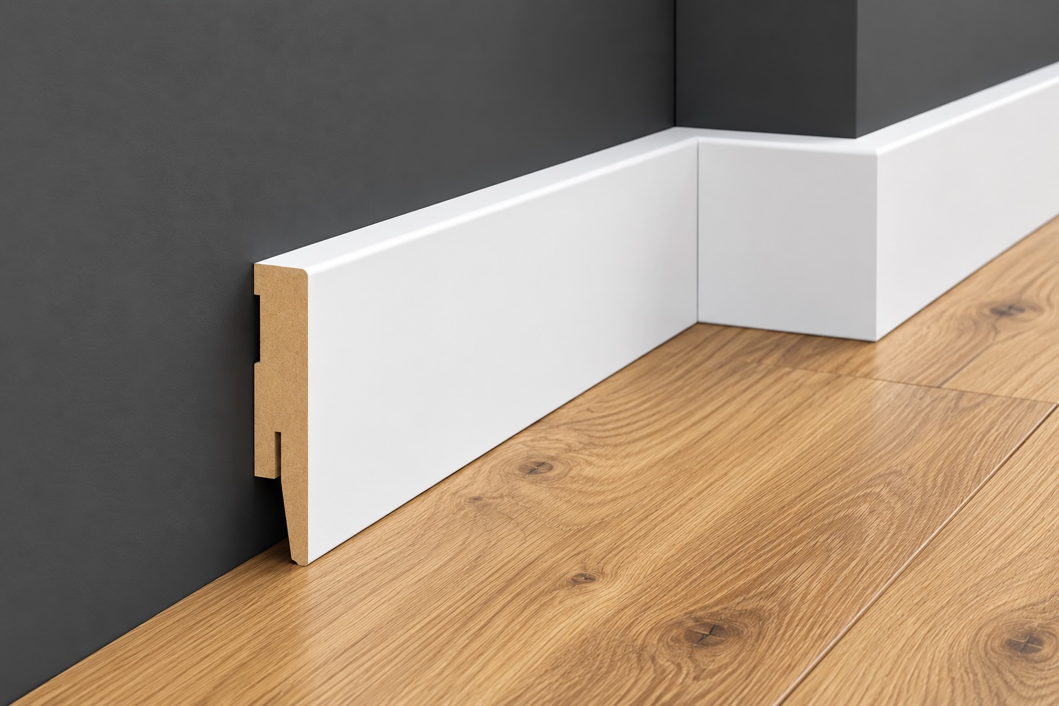 PRÓBKA 20 CM - Listwa przypodłogowa MDF - PRIMA 8cm - Biała Premium
