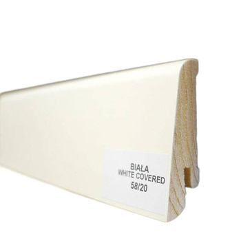 Listwa przypodłogowa 58/20 biała white covered (240 cm x 5,8cm x 2cm)