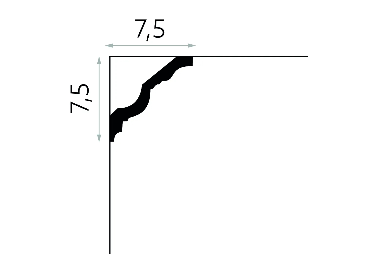 Listwa przysufitowa MDA106 biała wym. 200 x 7.5 x 7.5 cm, z ProFoam