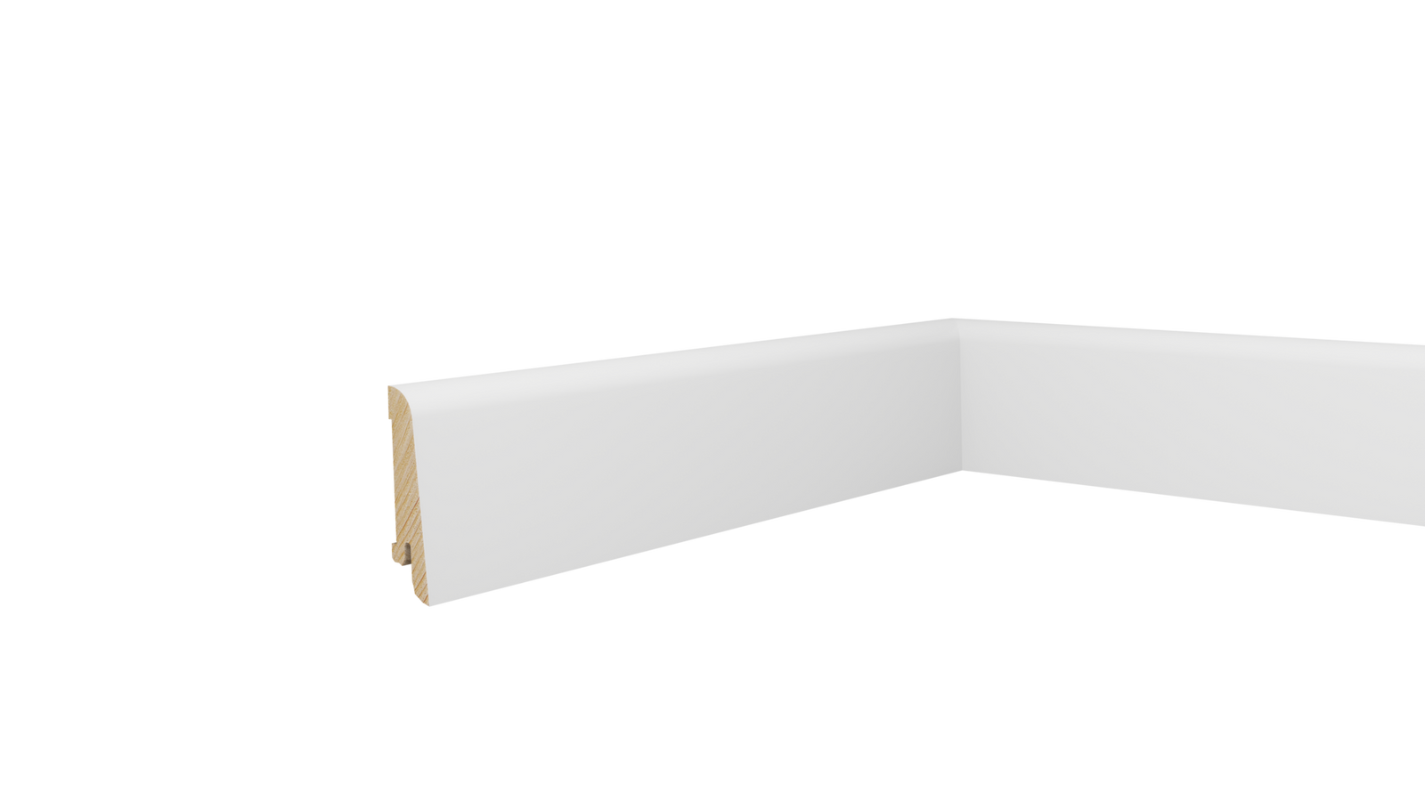 PRÓBKA 20 CM - Drewniana listwa przypodłogowa świerkowa biała, powłoka Polyblend - 6cm