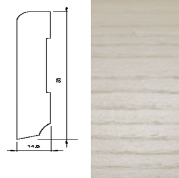 Drewniana listwa przypodłogowa olejowana 60/16 (240 cm x 6 cm x 1,5 cm) Jesion Biały olej