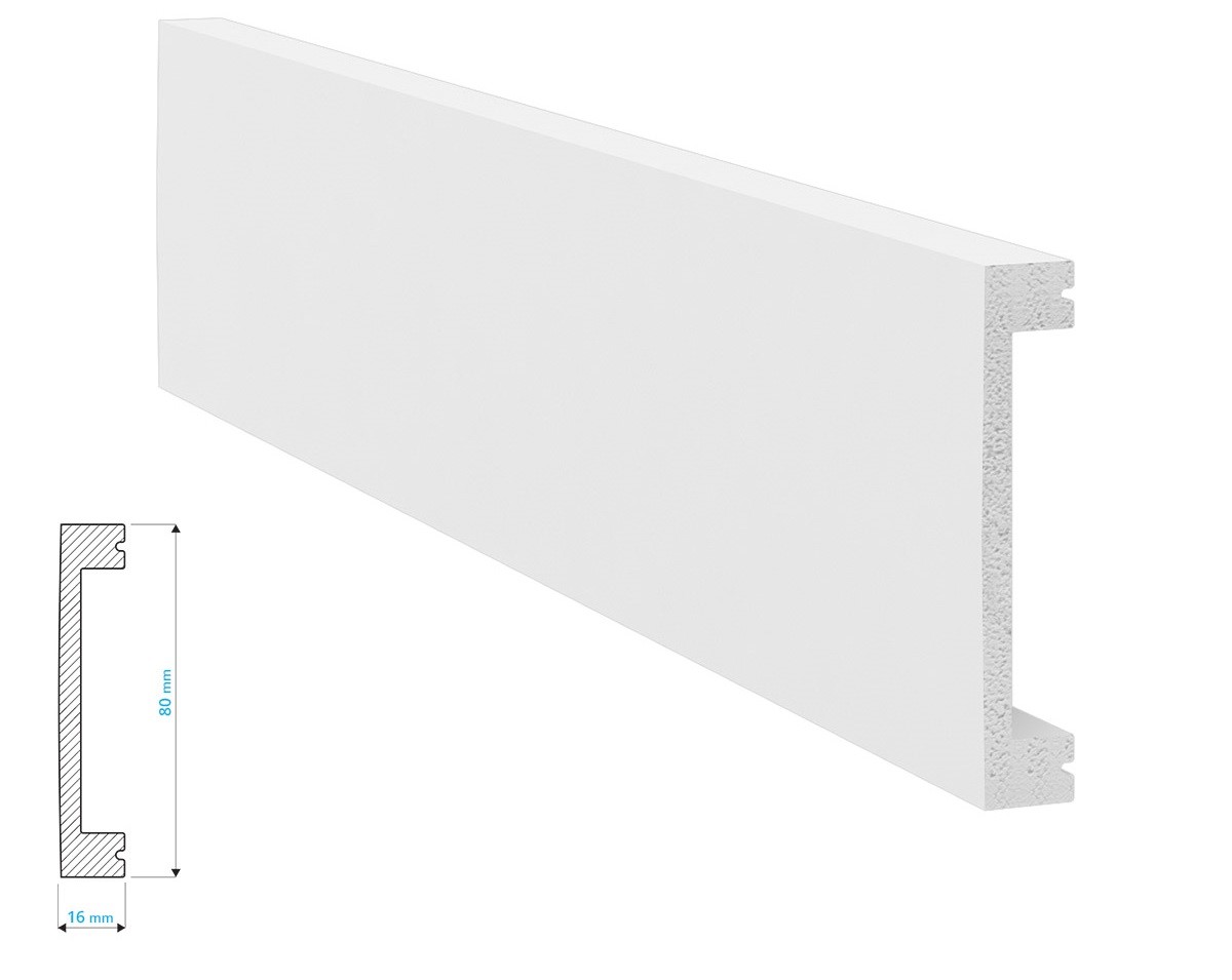 Listwa przypodłogowa i naścienna Krome PN8016 (240 cm x 8 cm x 1,6 cm) polistyren pokryty polimerem