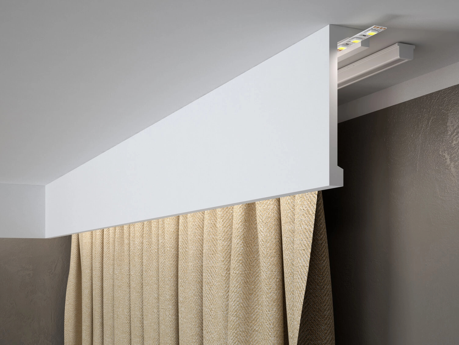 Maskownica karnisza QL036T biała wym. 200 x 4.6 x 14.8 cm, z PolyForce