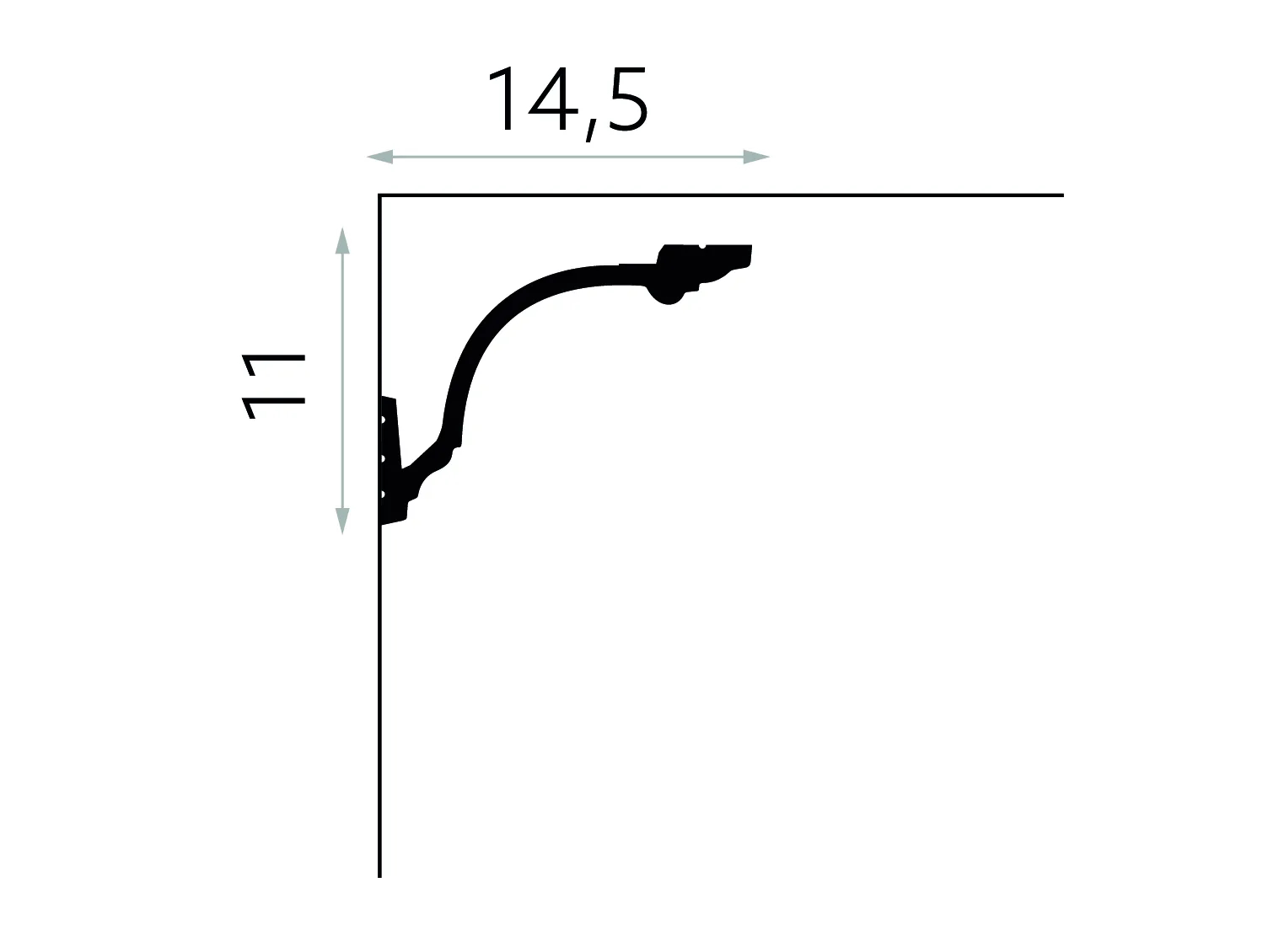 Listwa przysufitowa MD156 biała wym. 200 x 14.5 x 11 cm, z PolyForce