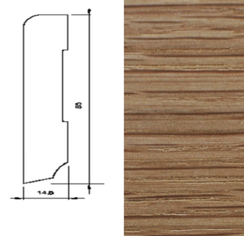 Drewniana listwa przypodłogowa olejowana 60/16 (240 cm x 6 cm x 1,5 cm) Dąb Olej Naturalny