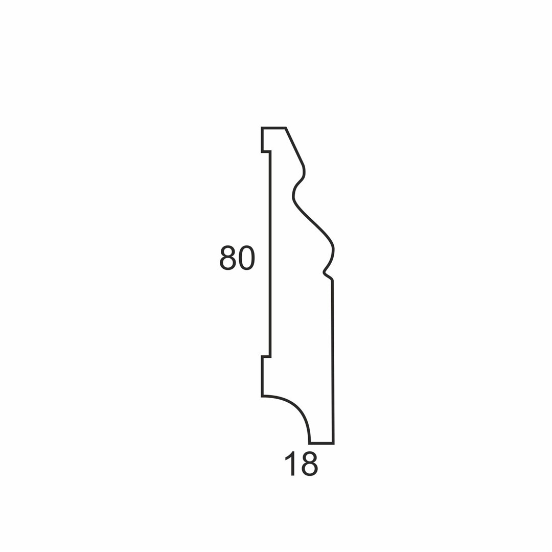 Listwa przypodłogowa MDF wilgocioodporny lakierowany półmatowy F3 (244 cm x 8 cm x 1,8 cm) biały RAL 9003