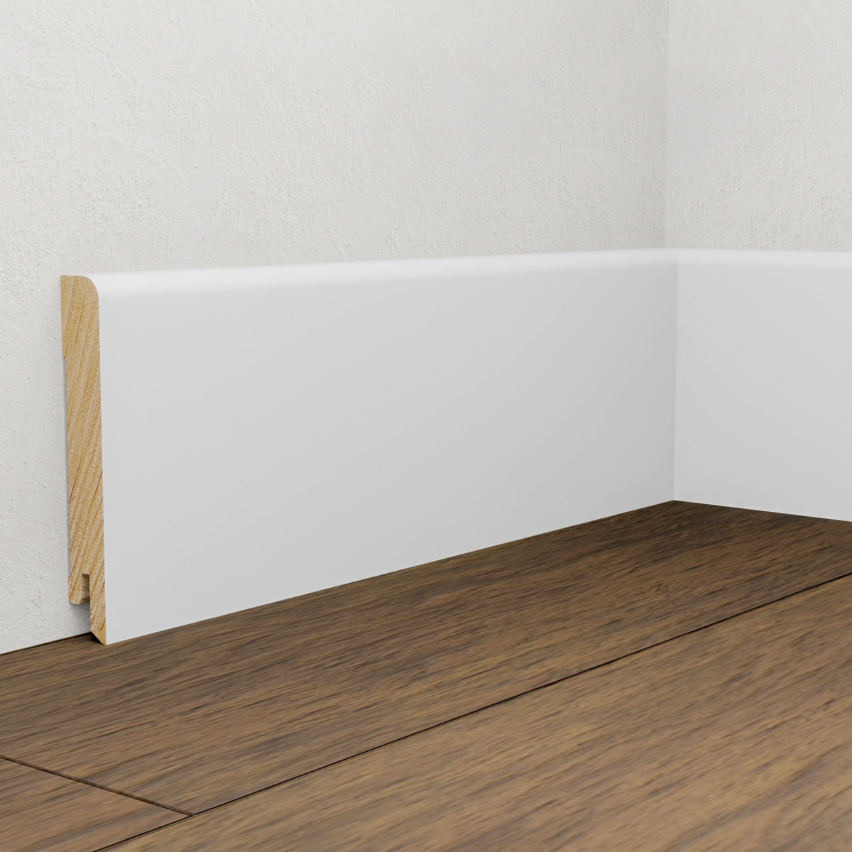 PRÓBKA 20 CM - Listwa przypodłogowa świerkowa 95x15 mm – biała Polyblend