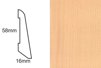 Listwa przypodłogowa fornirowana lakierowana LS58 (240 cm x 5,8 cm x 1,6 cm) buk