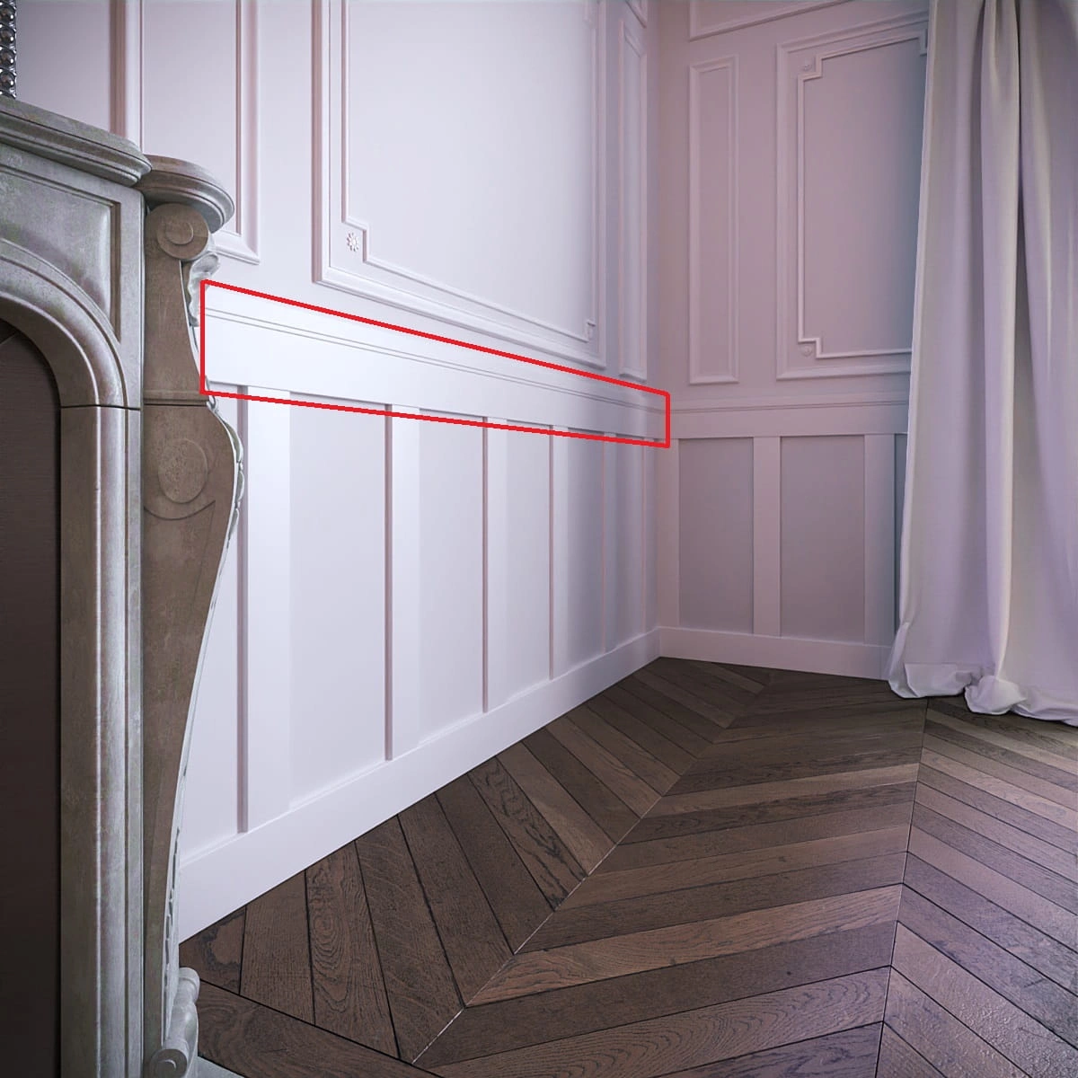 Listwa wieńcząca do boazerii angielskiej MODERN, lakierowana, wysokość 15,5 cm