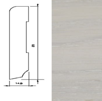 Drewniana listwa przypodłogowa lakierowana 60/16 (240 cm x 6 cm x 1,5 cm) Dąb Biały lakier
