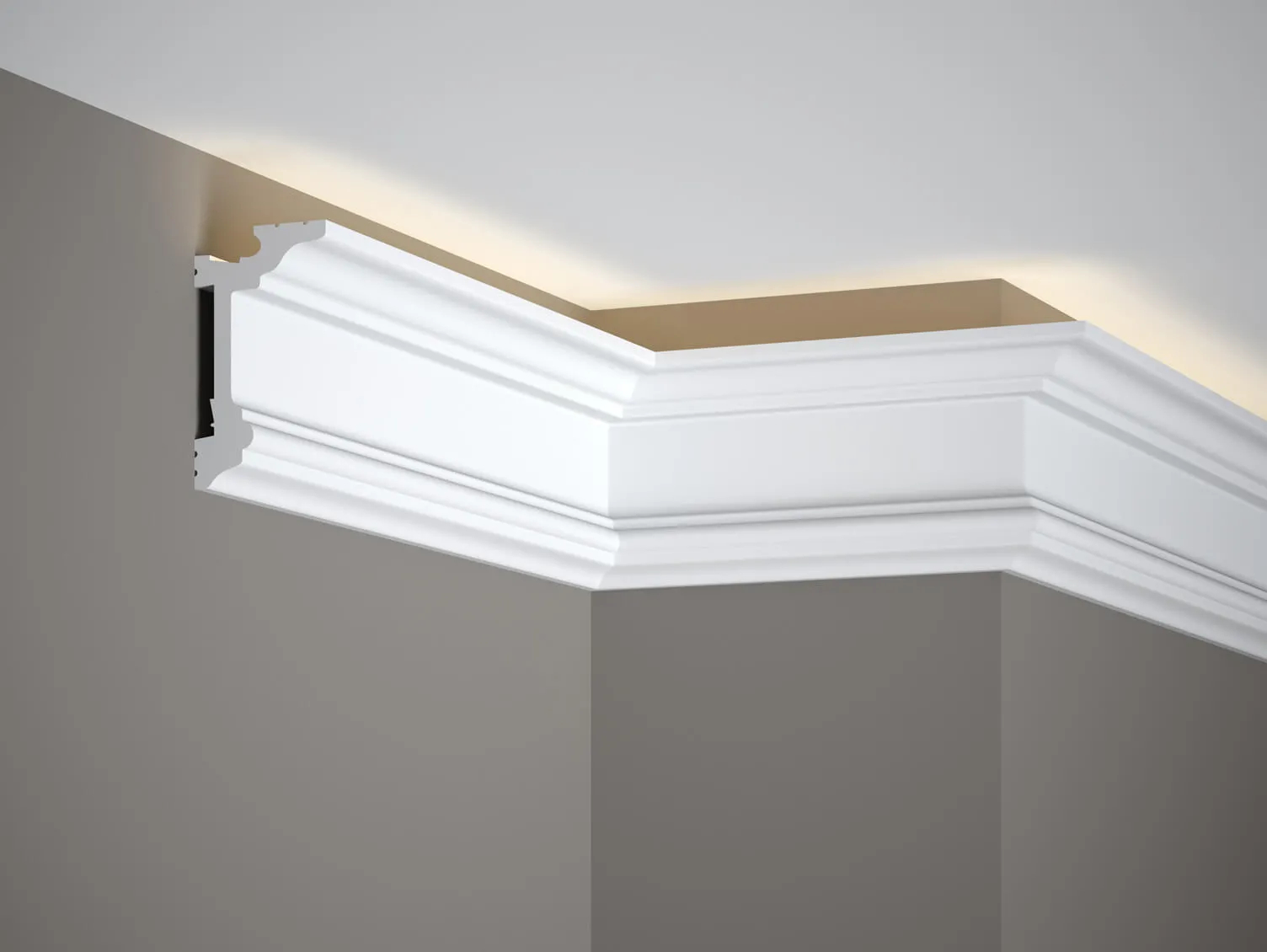 Wielofunkcyjna listwa sufitowa MD137 biała wym. 200 x 5.5 x 9.6 cm, z PolyForce