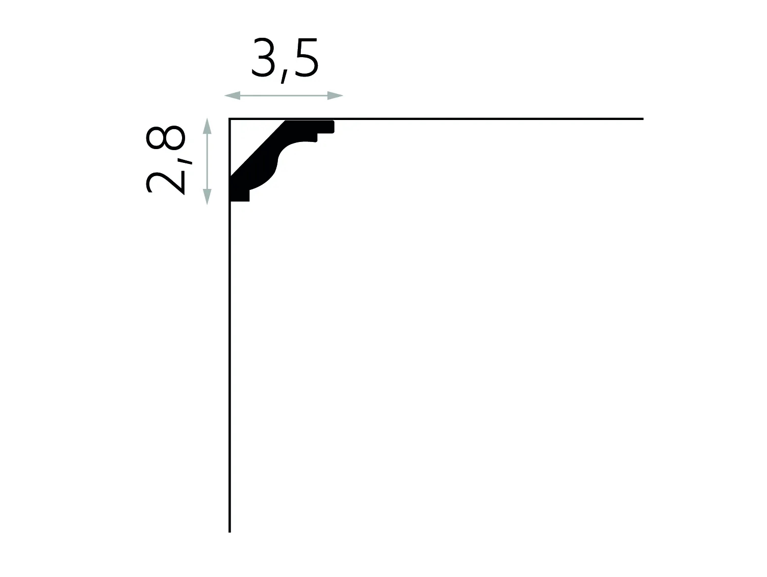 Listwa przysufitowa styropianowa elastyczna MDB135F biała wym. 200 x 2.8 x 3.5 cm, z flexu