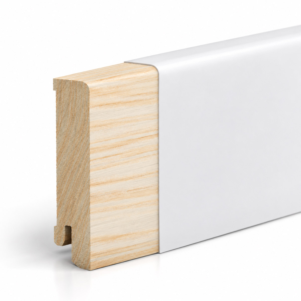 PRÓBKA 20 CM - Listwa przypodłogowa świerkowa 80x18 mm – biała Polyblend