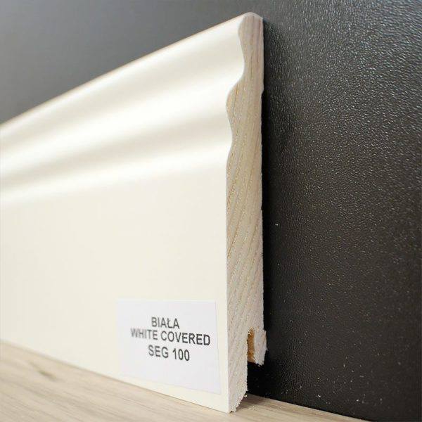 Listwa przypodłogowa SEG100 biała white covered (240 cm x 9,5cm x 1,4cm) 