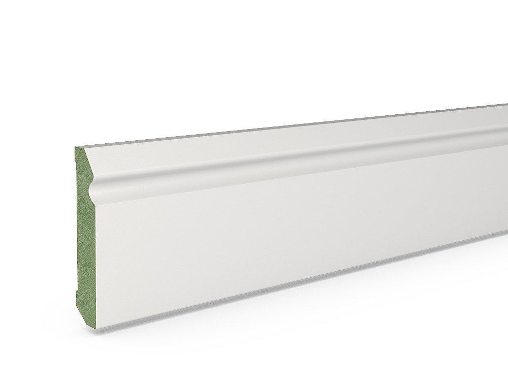 Listwa przypodłogowa MDF Plus Wzór F2 (262 cm x 8 cm x 1,6 cm) biała, wilgocioodporna, lakier półmatowy