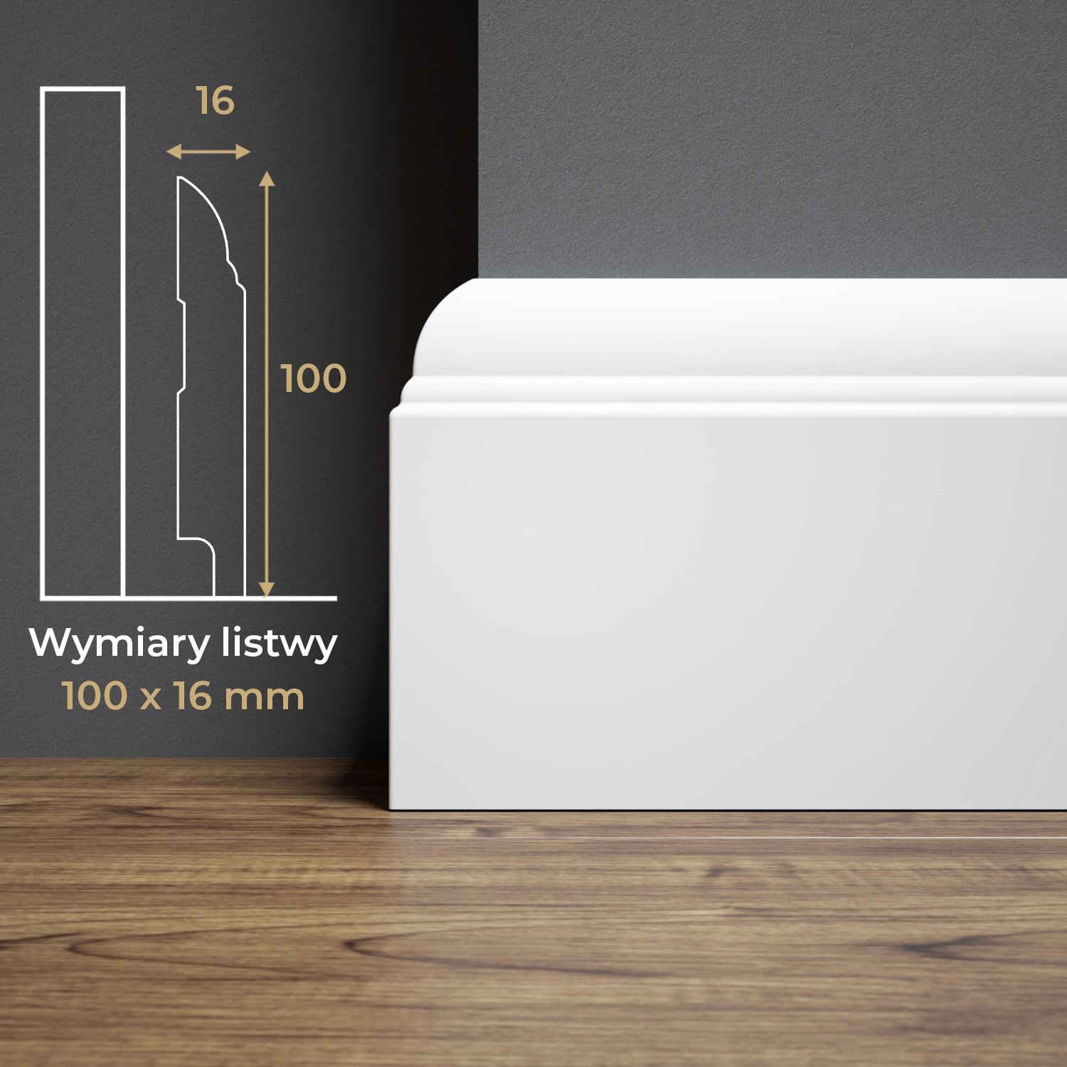 Listwa przypodłogowa MDF lakierowana biała z wodoodporną powłoką BELLA 10cm