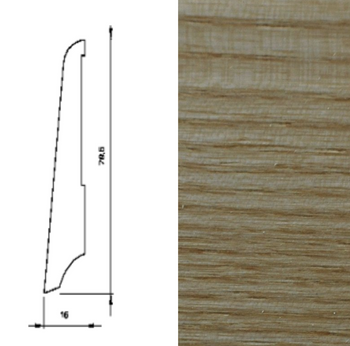 Drewniana listwa przypodłogowa lakierowana KS80 (240 cm x 7,9 cm x 1,6 cm) Jesion