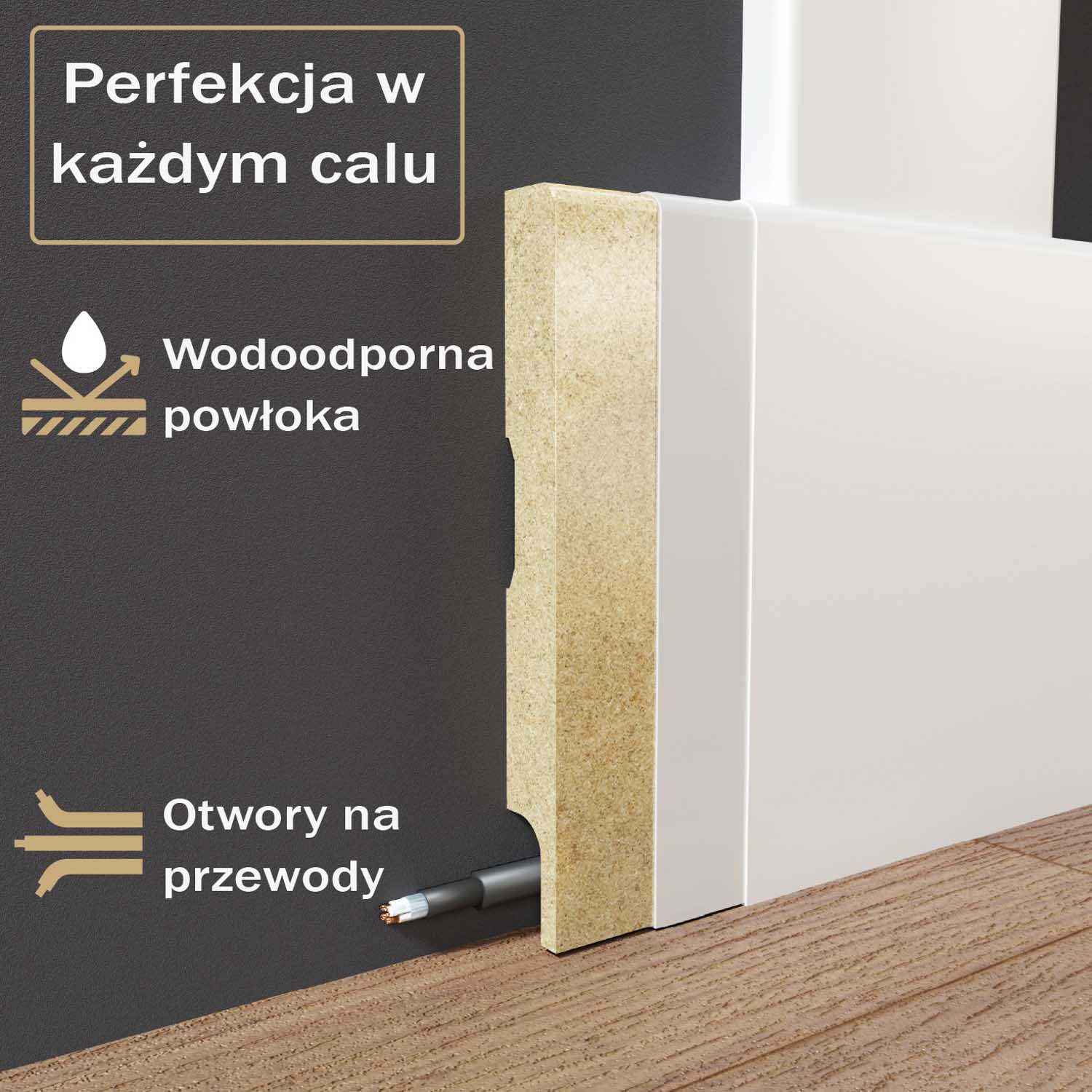 PRÓBKA 20 CM - Listwa uniwersalna góra/dół do boazerii angielskiej CLASSIC 12cm