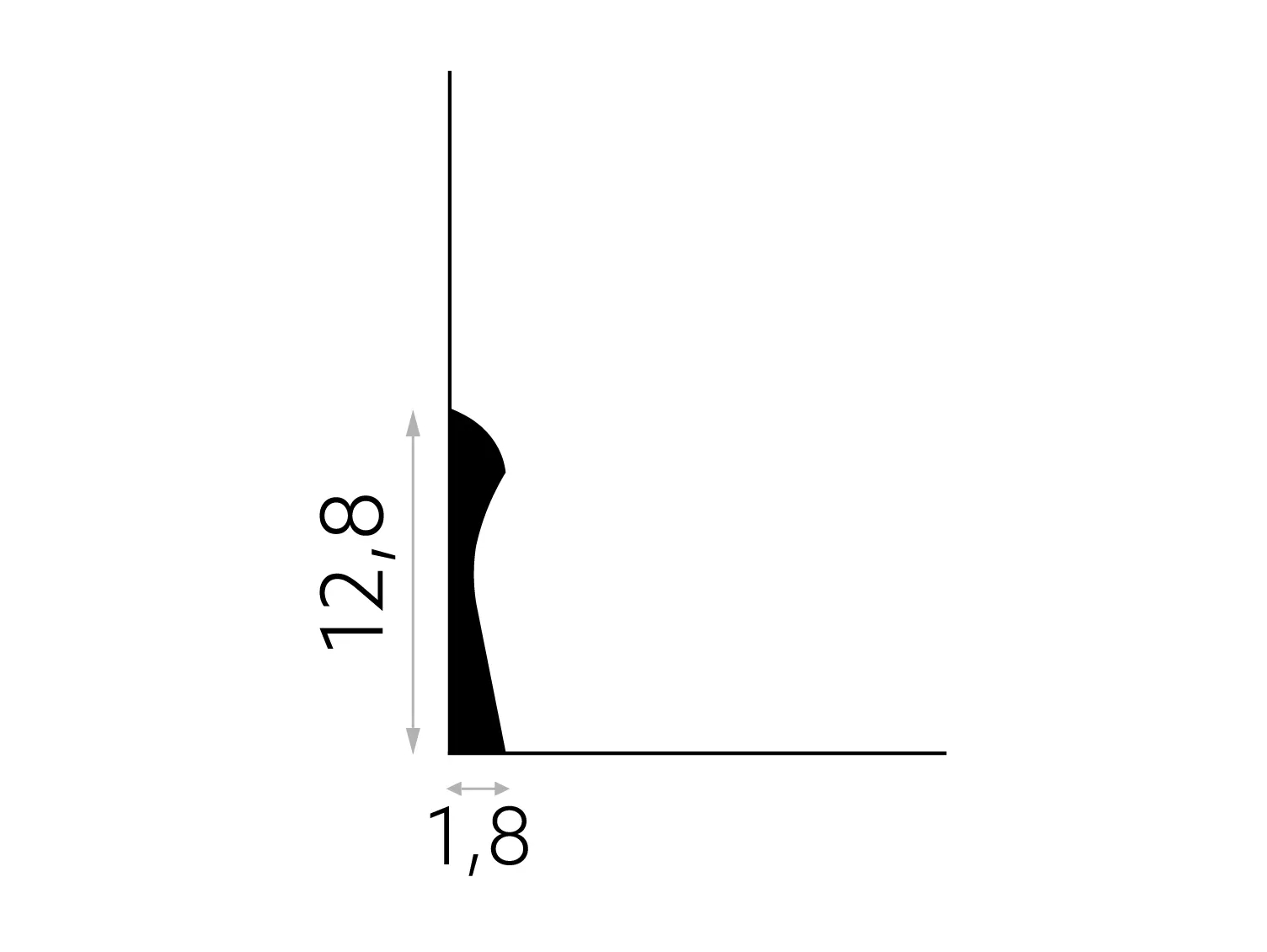 Listwa przypodłogowa QS003 biała wym. 200 x 1.8 x 12.8 cm, z PolyForce