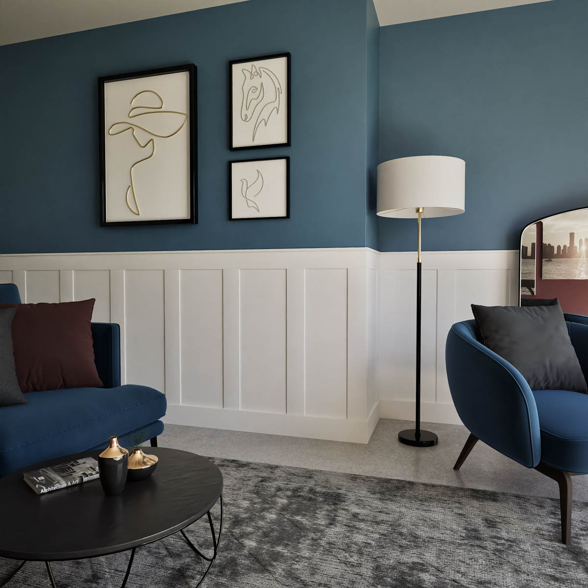 Boazeria ścienna MDF - długość 200 cm / wysokość 123 cm (zestaw Plano / Elegant / Duo)