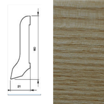 Drewniana listwa przypodłogowa lakierowana 60/22 (240 cm x 6 cm x 2,1 cm) Jesion