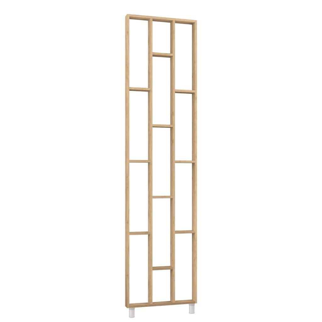 Regał przestrzenny z lameli 250x63 cm w zestawie z półkami, Dąb Saragossa