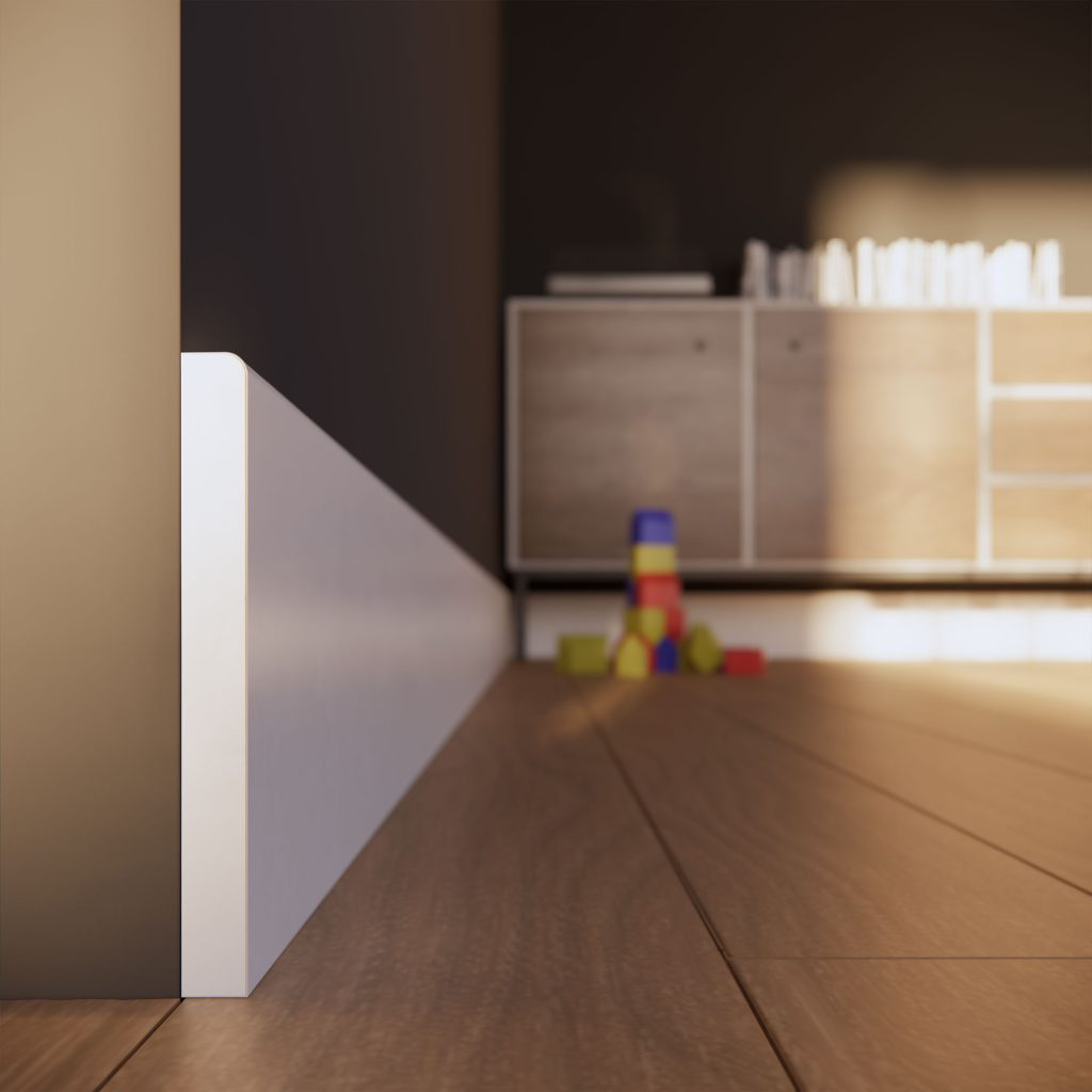 PRÓBKA 20 CM - Listwa przypodłogowa MDF TRIO R5, Biała Premium, 12cm