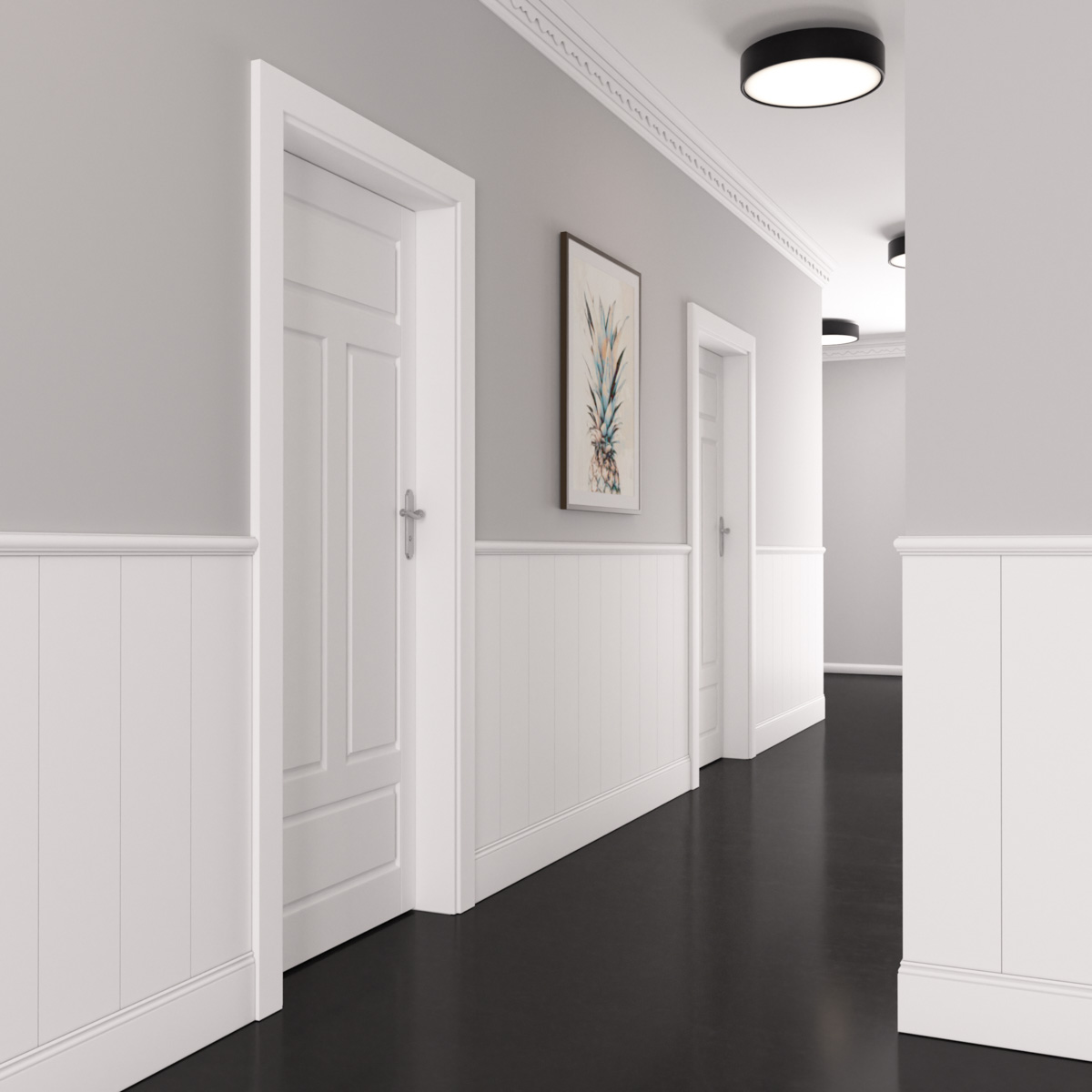 Boazeria ścienna MDF do malowania - długość 200 cm / wysokość 118 cm (zestaw Lumo / Elegant XL / Estilo)