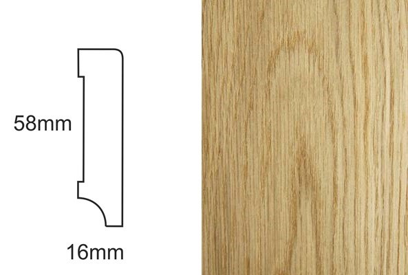 Listwa przypodłogowa fornirowana lakierowana CP58 (240 cm x 5,8 cm x 1,6 cm) dąb