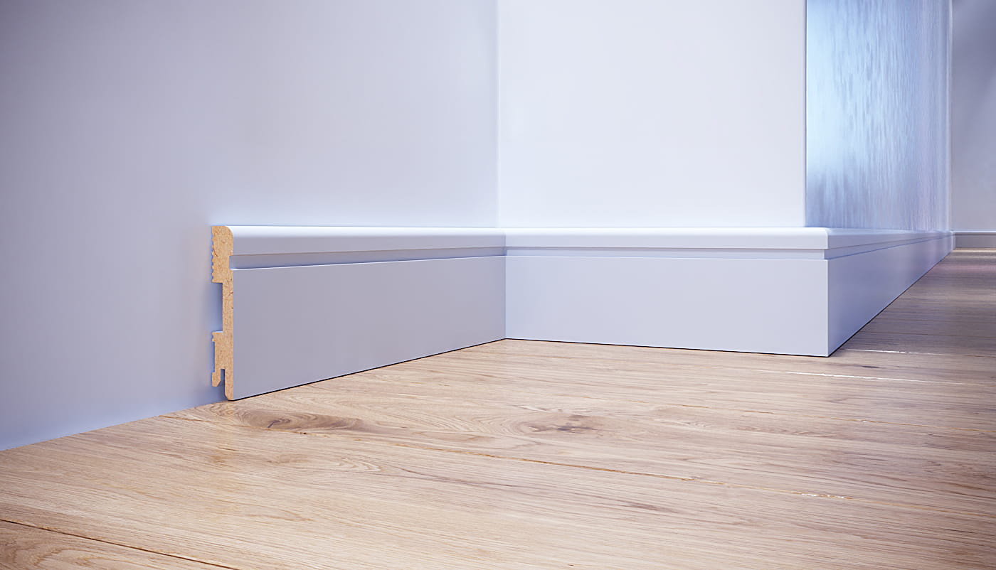 PRÓBKA 20 CM - Listwa przypodłogowa MDF lakierowana biała ROYAL 10cm