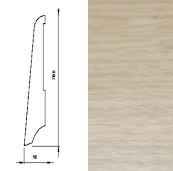 Drewniana listwa przypodłogowa olejowana KS80 (240 cm x 7,9 cm x 1,6 cm) Dąb Biały olej