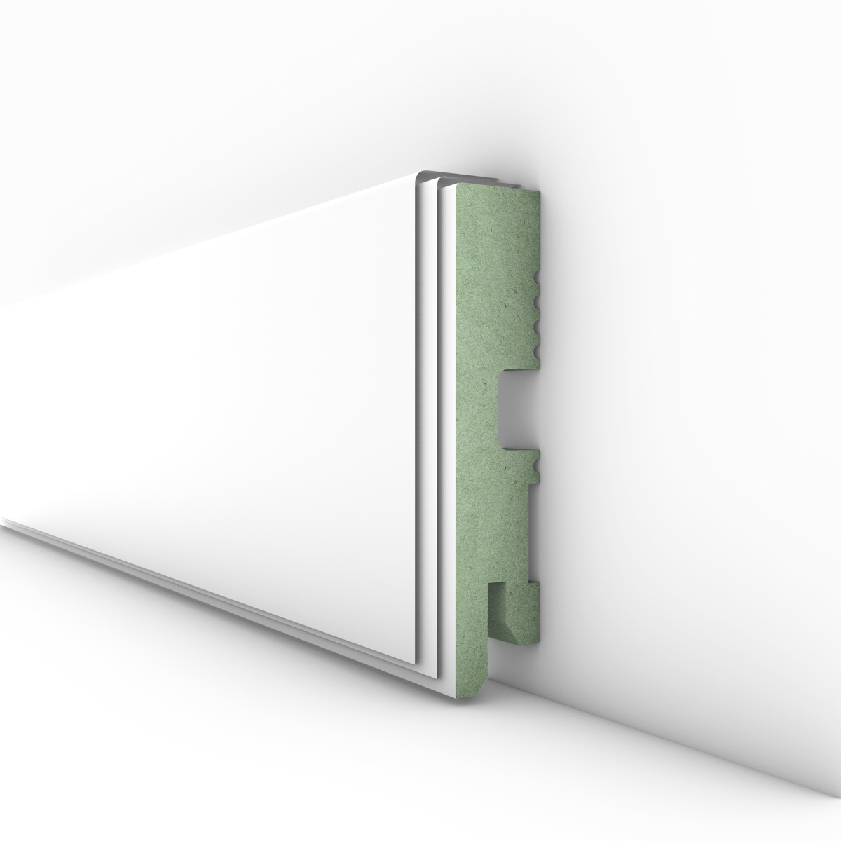 PRÓBKA 20 CM - Listwa przypodłogowa lakierowana biała, MDF wilgocioodporny, DUO 6cm