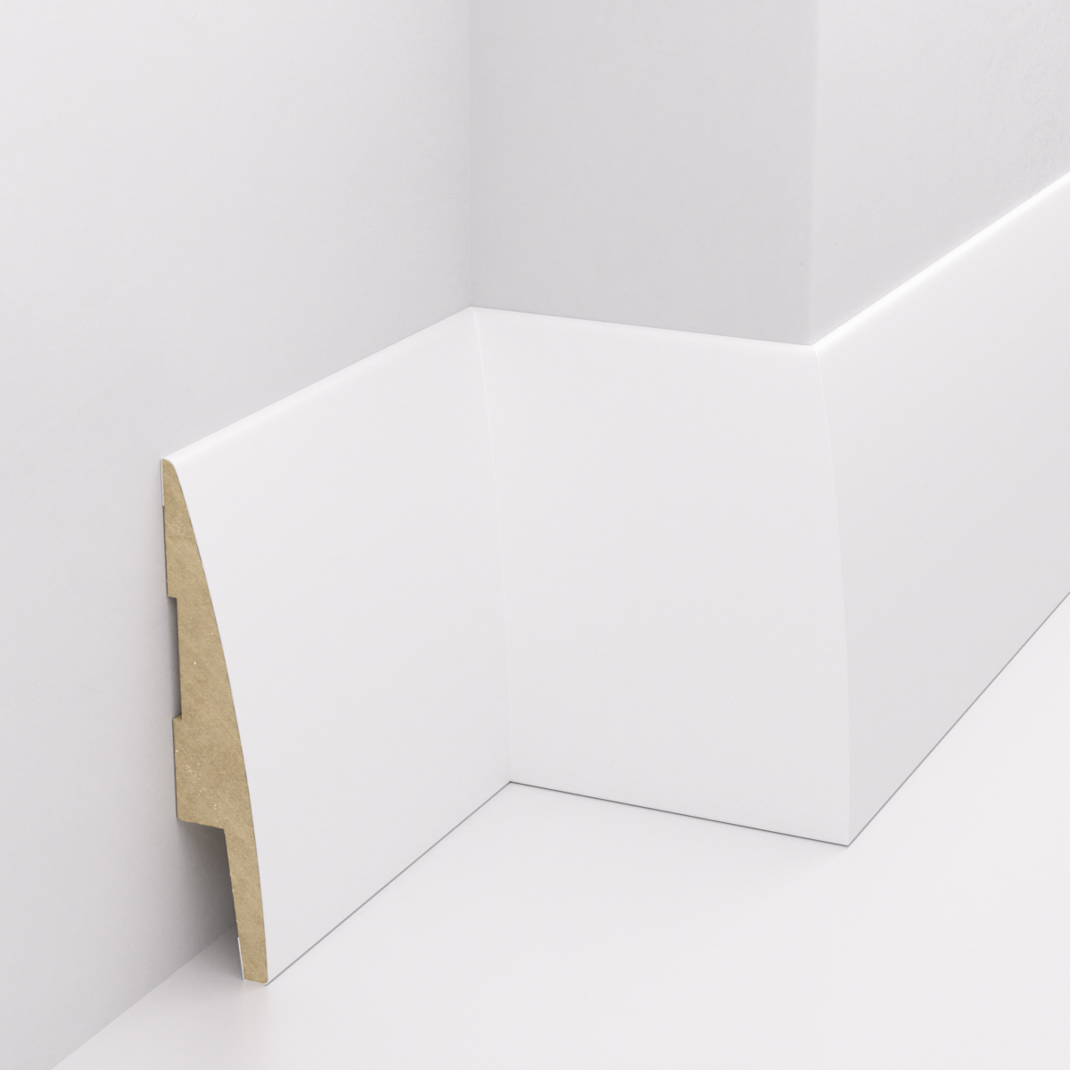 PRÓBKA 20 CM - Listwa przypodłogowa MDF, Biała Premium, 8cm, MX-LUNA