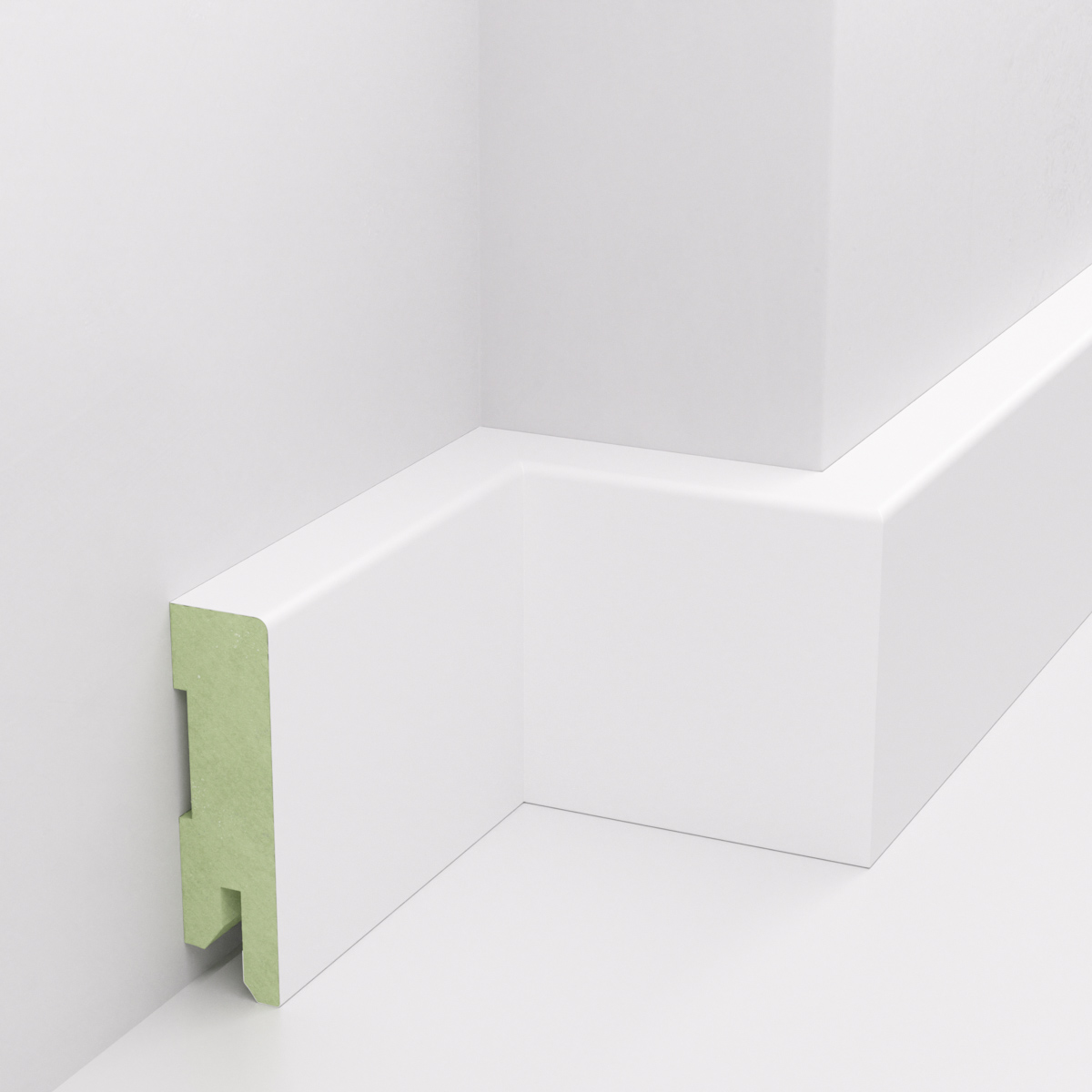Listwa przypodłogowa lakierowana biała, MDF wilgocioodporny, DUO 6cm