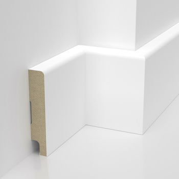 PRÓBKA 20 CM - Listwa przypodłogowa MDF lakierowana biała z wodoodporną powłoką TRIO 8cm