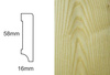 Listwa przypodłogowa fornirowana nielakierowana CP58 (240 cm x 5,8 cm x 1,6 cm) jesion select