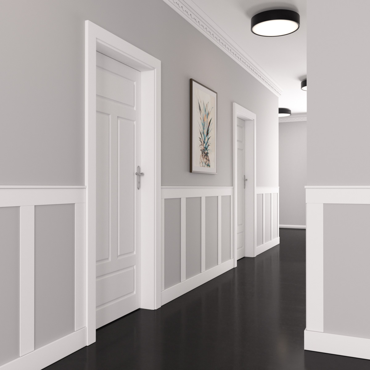 Boazeria ścienna MDF do malowania - długość 200 cm / wysokość 123 cm (zestaw Plano / Elegant / Duo)