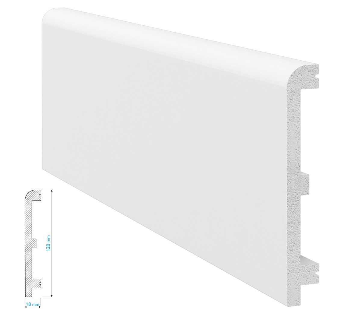 Listwa przypodłogowa Krome P12018 z polistyrenu o wysokiej gęstości (240 cm x 12 cm x 1,8 cm) biała