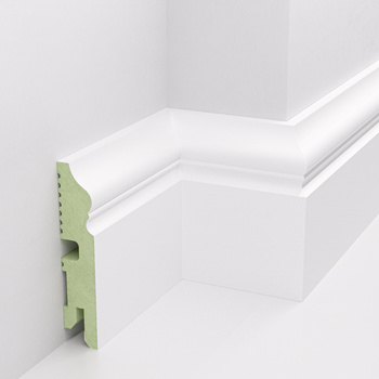 PRÓBKA 20 CM - Listwa przypodłogowa MDF lakierowana biała wilgocioodporna FOGE LB3 - 8cm