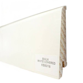 Listwa przypodłogowa KS80 biała white covered (240 cm x 7,8cm x 1,6cm)