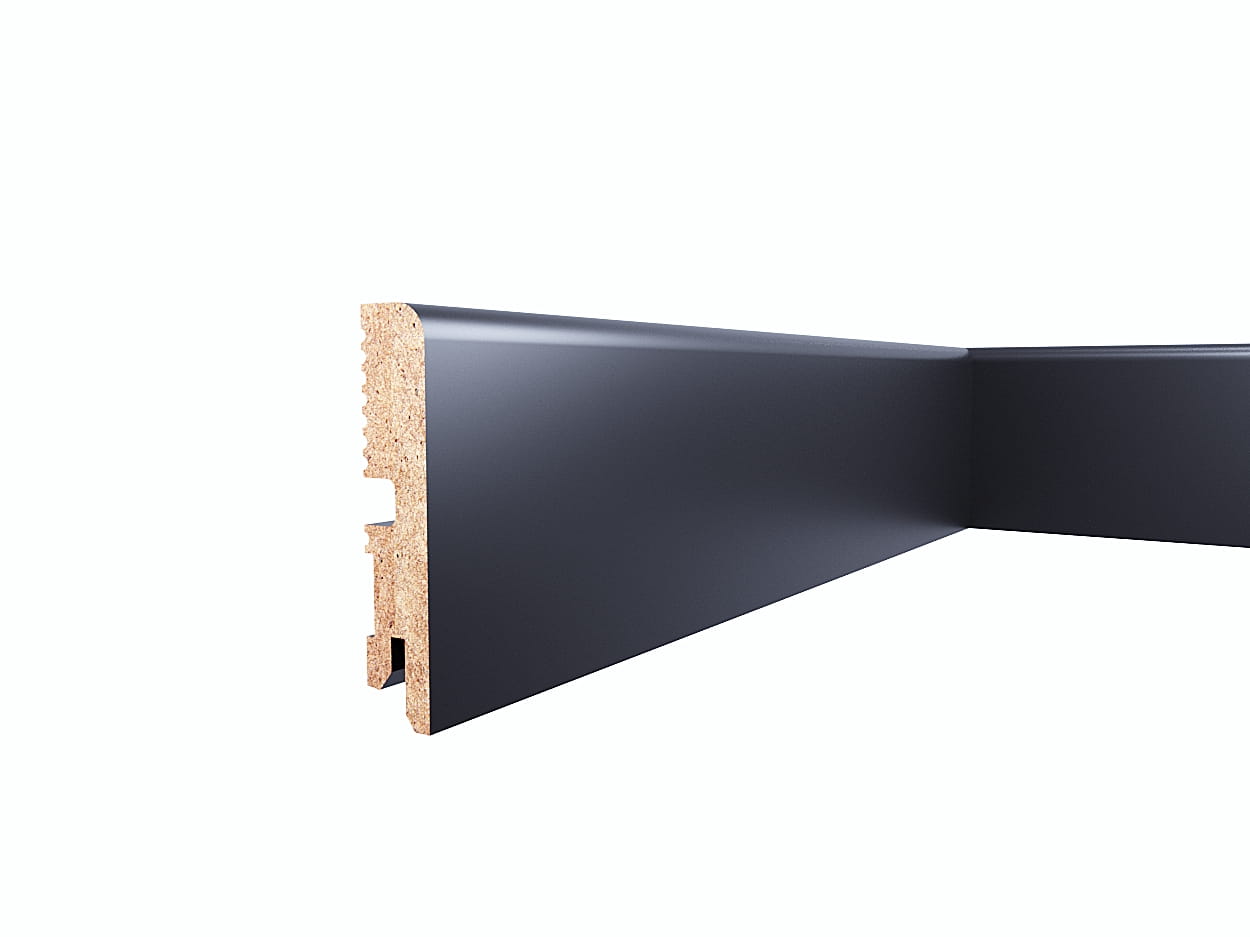 Listwa przypodłogowa MDF lakierowana czarna RAL 9005 - FOGE LB1 - 8cm