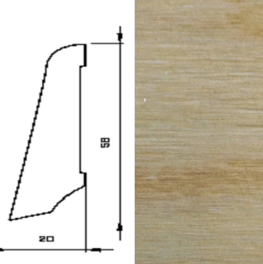 Drewniana listwa przypodłogowa lakierowana 58/20  (240 cm x 5,8 cm x 2 cm) Brzoza